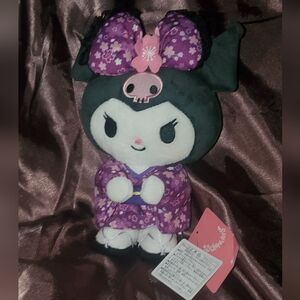 Purple SANRIO KUROMI SAKURA Flower Kimono Plushie ,serie from the 2023.. NWT